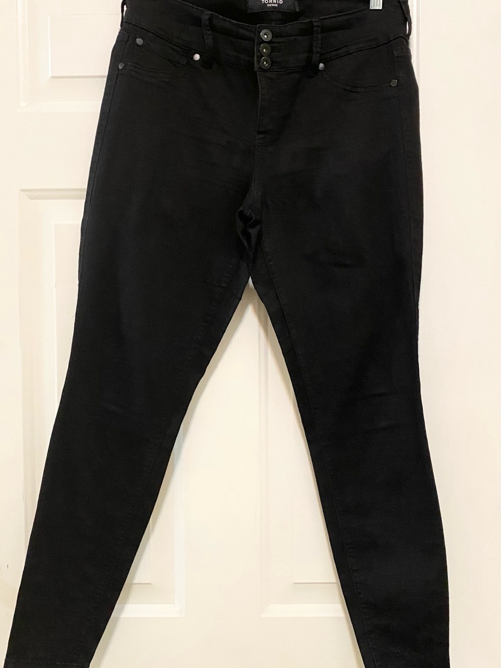 torrid Black High-Rise Skinny Jeans with Triple-Button Waist